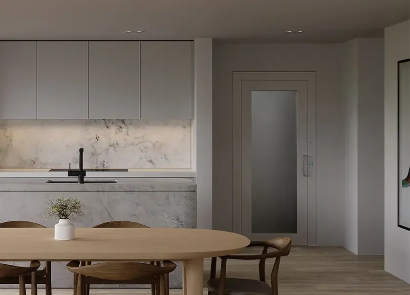 Volare lift set within a contemporary Australian kitchen